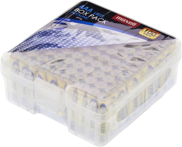 Maxell Boks, LR03 / AAA-batterier, alkaliske, 1,5 V, 100-pk (790410) i gruppen Elektronikk / Batterier & Ladere / Batterier / AAA hos TP E-commerce Nordic AB (38-36922)