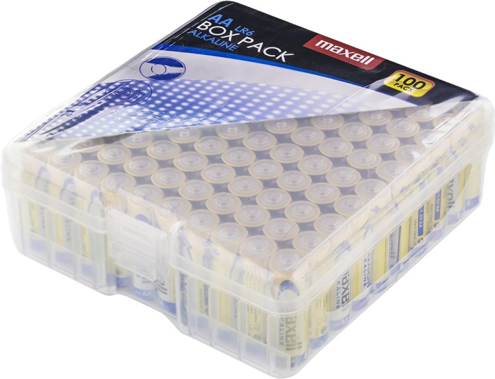 Maxell Bokspakke, LR06 / AA-batterier, alkaliske, 1,5 V, 100-pk (790409) i gruppen Elektronikk / Batterier & Ladere / Batterier / AA hos TP E-commerce Nordic AB (38-36923)