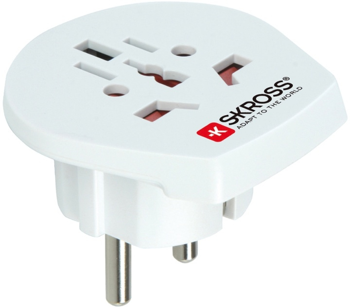 SKROSS reseadapter EMEA/US/UK till EU, jordet, 220-250V max 16A, hvit i gruppen HJEM, HUS OG HAGE / El og belysning / Reiseadaptere hos TP E-commerce Nordic AB (38-37010)