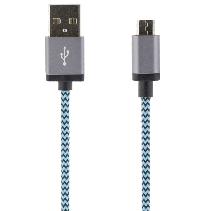 STREETZ USB-kabel, Tygklädd, Typ A ha - Typ Micro B, 1m, blå i gruppen SMARTTELEFON & NETTBRETT / Ladere og Kabler / Kabler / Kabler microUSB hos TP E-commerce Nordic AB (38-37091)