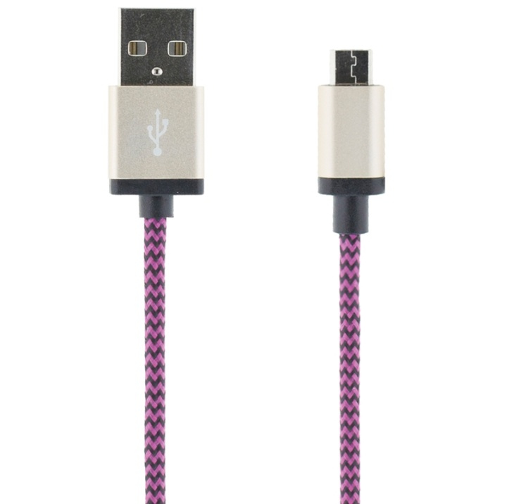 STREETZ USB-kabel, Tygklädd, Typ A ha - Typ Micro B, 1m, lila i gruppen SMARTTELEFON & NETTBRETT / Ladere og Kabler / Kabler / Kabler microUSB hos TP E-commerce Nordic AB (38-37092)