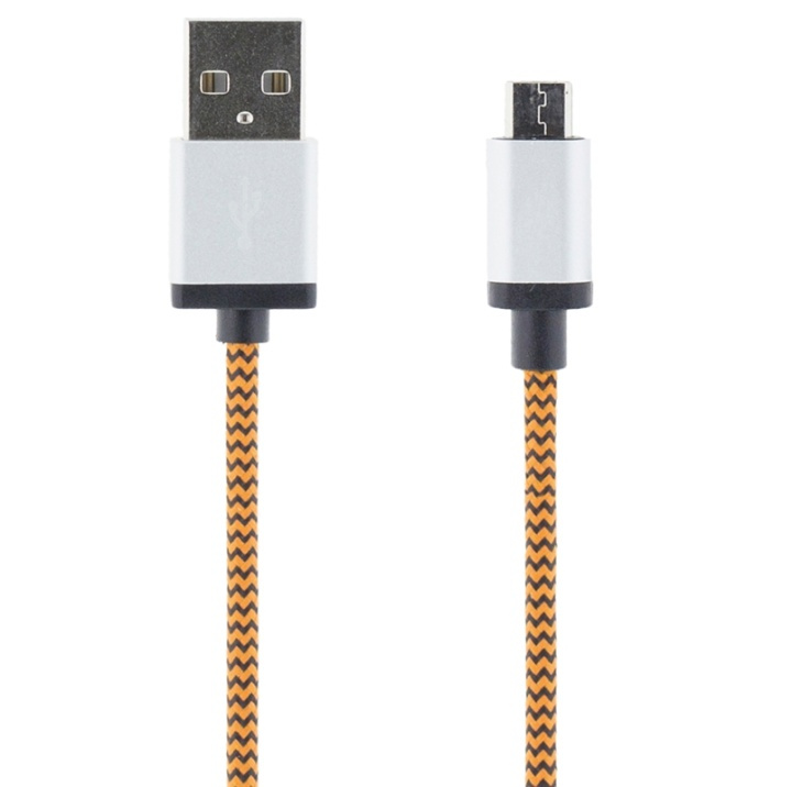 STREETZ USB-kabel, Tygklädd, Typ A ha - Typ Micro B, 1m, orange i gruppen SMARTTELEFON & NETTBRETT / Ladere og Kabler / Kabler / Kabler microUSB hos TP E-commerce Nordic AB (38-37093)