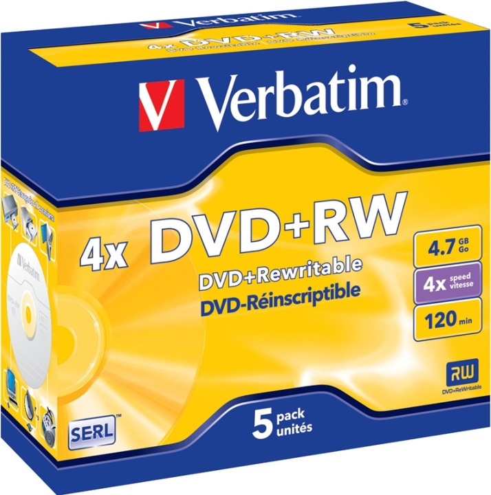 Verbatim DVD, 4x, 4,7 GB/120 min, 5-pakning jewel case, SERL (43229) i gruppen Elektronikk / Lagringsmedia / CD/DVD/BD-plater / DVD+R hos TP E-commerce Nordic AB (38-37127)