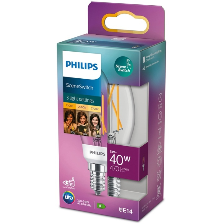 Philips LED SceneSwitch E14 P45 Kron 4 i gruppen Elektronikk / Lys / LED-lys hos TP E-commerce Nordic AB (38-38868)