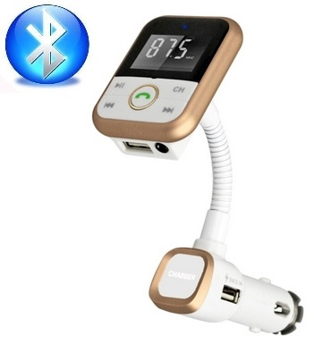 FM-sender med Bluetooth-handsfree og billader (gull) i gruppen Bil / Billyd & Multimedia / FM-Sender hos TP E-commerce Nordic AB (38-39395)