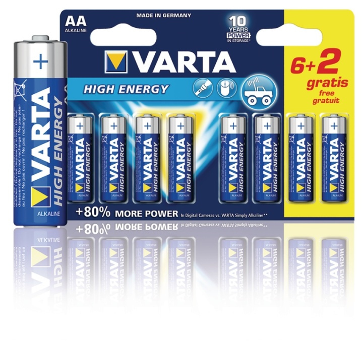 Varta Alkaline Batteri AA 1.5 V High Energy 8-Promotional Blemme i gruppen Elektronikk / Batterier & Ladere / Batterier / AA hos TP E-commerce Nordic AB (38-41918)
