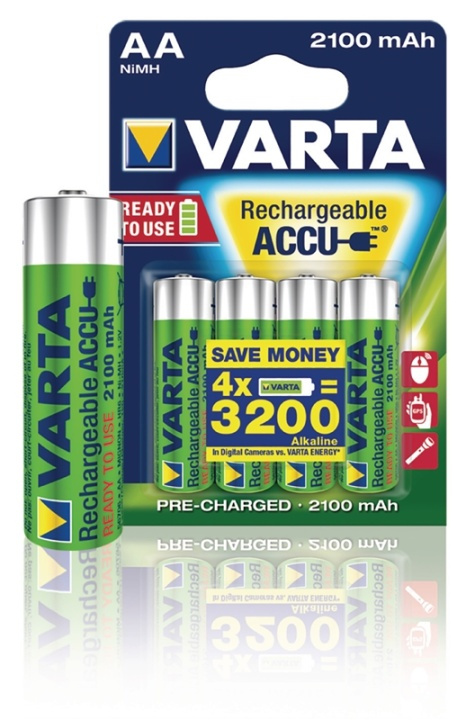 Varta Oppladbare Ni-MH batteri AA | 1.2 V DC | 2100 mAh | 4-Blisterkort i gruppen Elektronikk / Batterier & Ladere / Oppladbare batterier / AA hos TP E-commerce Nordic AB (38-41936)