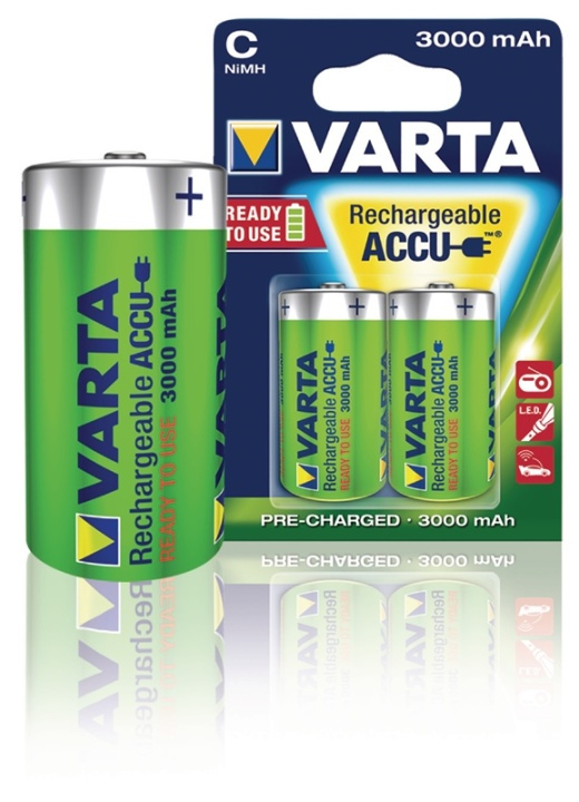 Varta Oppladbare batteri C | 1.2 V DC | 3000 mAh | Forhånds ladet | 2-Blister | HR14 | Grøn / Gul i gruppen Elektronikk / Batterier & Ladere / Oppladbare batterier / Andre hos TP E-commerce Nordic AB (38-41942)