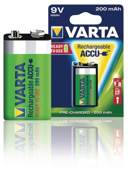 Varta Oppladbare batteri E-blokk | 9 V DC | 200 mAh | Forhånds ladet | 1-Blister | 6HR61 | Grøn / Gul i gruppen Elektronikk / Batterier & Ladere / Oppladbare batterier / Andre hos TP E-commerce Nordic AB (38-41944)