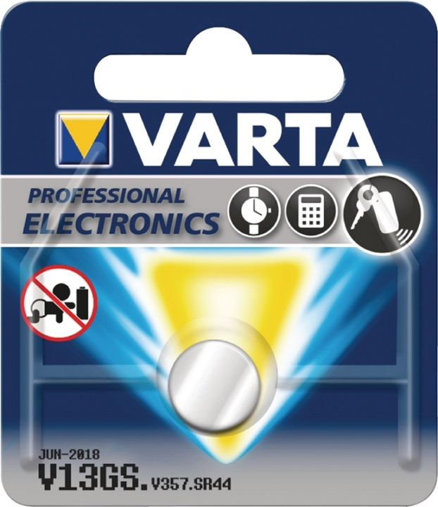 Varta Sølv-Oksid Batteri SR44 | 1.55 V DC | 155 mAh | 1-Blister | Klokke | Sølv i gruppen Elektronikk / Batterier & Ladere / Batterier / knappcelle hos TP E-commerce Nordic AB (38-41960)