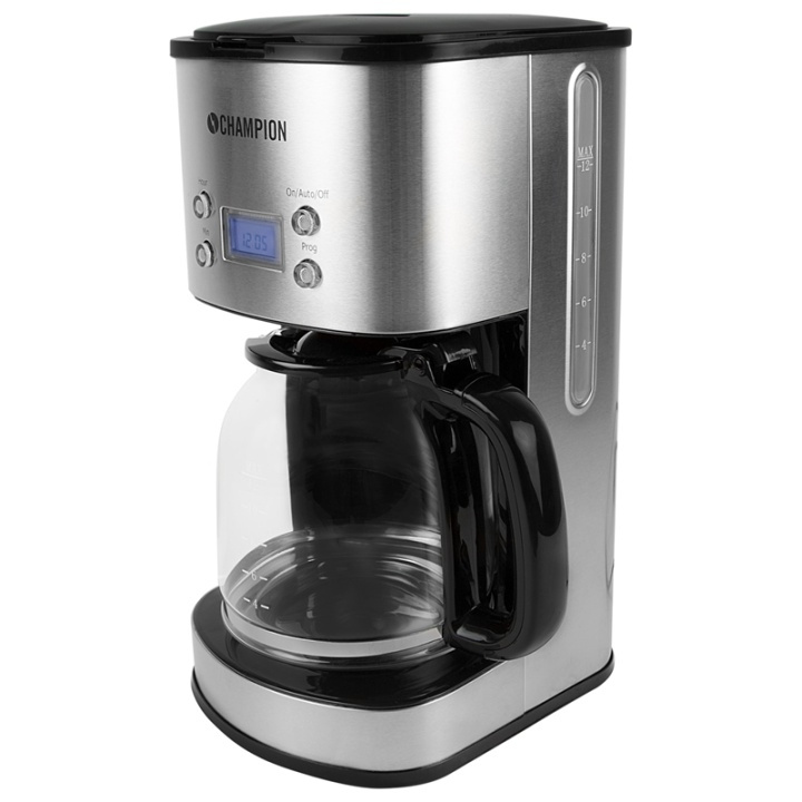 Champion Kaffetrakter Digital 12-kopp/1,5L KB210 Rustfritt stål i gruppen HJEM, HUS OG HAGE / Husholdningsapparater / Kaffe og espresso / Kaffetraktere hos TP E-commerce Nordic AB (38-42751)