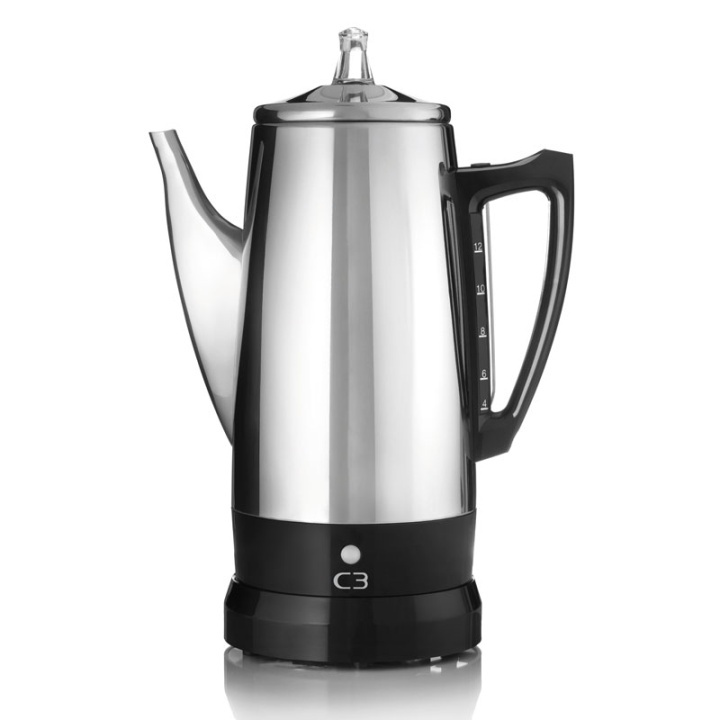 C3 Perkolator i rustfritt stål 12kp i gruppen HJEM, HUS OG HAGE / Husholdningsapparater / Kaffe og espresso / Kaffetraktere hos TP E-commerce Nordic AB (38-42853)