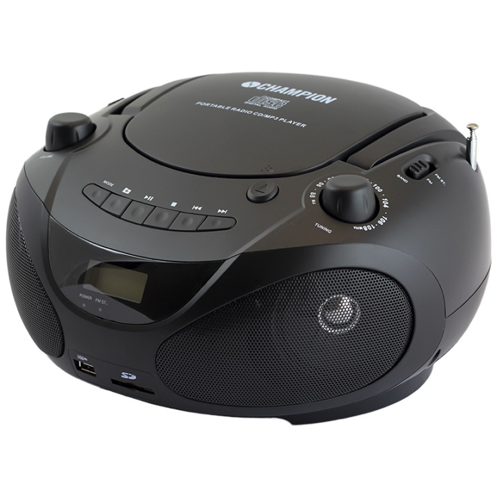Champion Boombox CD/Radio/MP3/USB Svart i gruppen Elektronikk / Lyd & Bilde / Hjemmekino, HiFi og bærbar / Kompakt Stereo & Platespillere hos TP E-commerce Nordic AB (38-43204)
