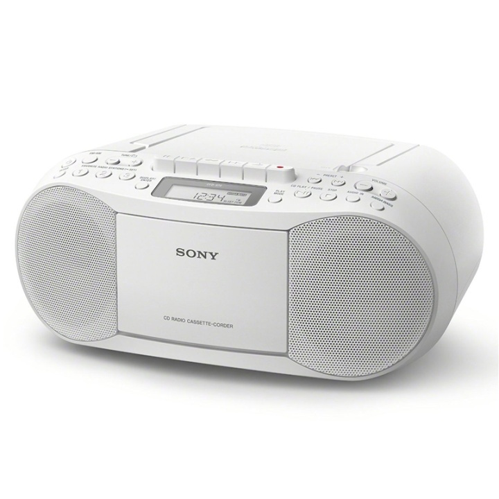 Sony Boombox CD/Kassett/Radio Vit i gruppen Elektronikk / Lyd & Bilde / Hjemmekino, HiFi og bærbar / Kompakt Stereo & Platespillere hos TP E-commerce Nordic AB (38-45487)