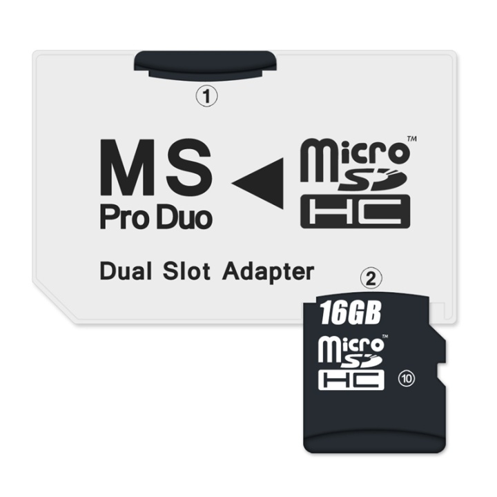 MS Pro Duo Adapter för 2 x MicroSD i gruppen Elektronikk / TV-spill & tilbehør / Sony PlayStation Vita hos TP E-commerce Nordic AB (38-4680)