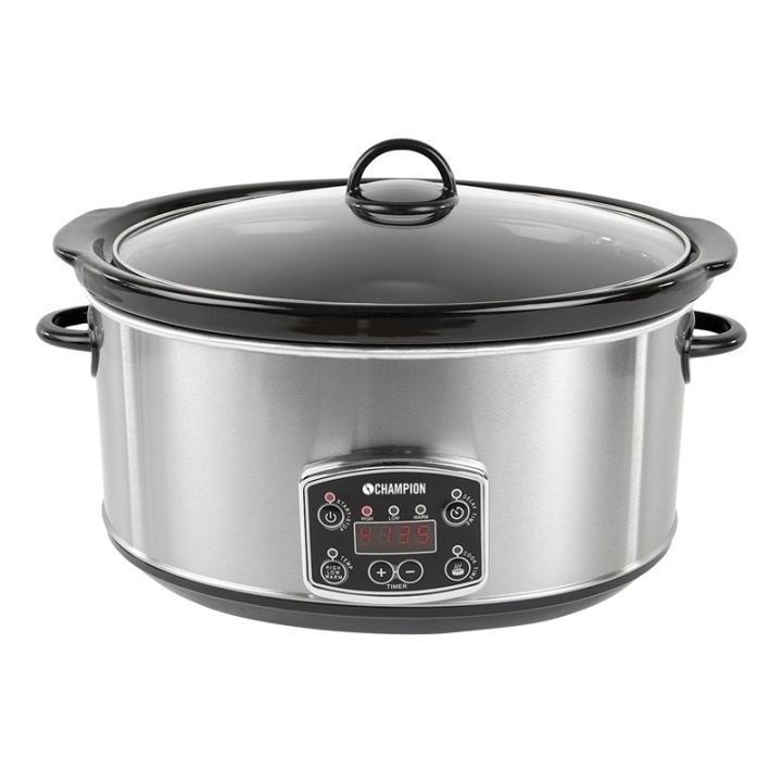 Champion Slowcooker 6,5L 320W SC210 Rustfritt stål i gruppen HJEM, HUS OG HAGE / Husholdningsapparater / Slowcookers hos TP E-commerce Nordic AB (38-46897)
