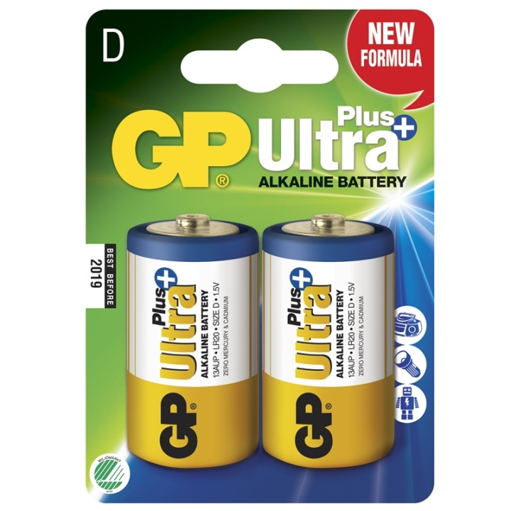 GP Ultra Plus Alkaline D LR20, 2-pk i gruppen Elektronikk / Batterier & Ladere / Batterier / Andre hos TP E-commerce Nordic AB (38-46985)
