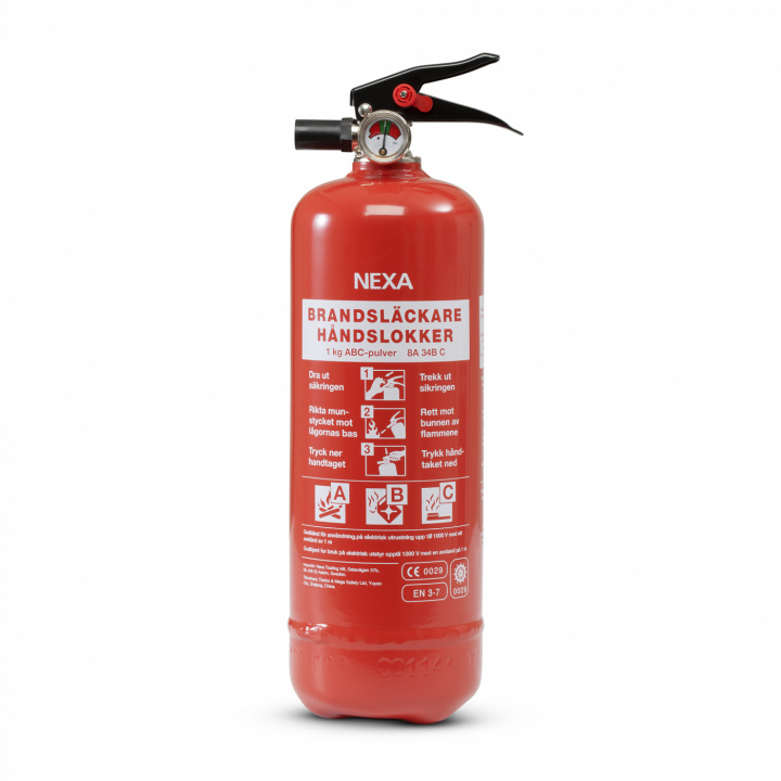Nexa Fire & Safety Brandsläckare Röd 1kg 8A i gruppen HJEM, HUS OG HAGE / Alarm, Sikkerhet og overvåking / Brann, røyk, gass / Brannslukkningsapparat hos TP E-commerce Nordic AB (38-47078)