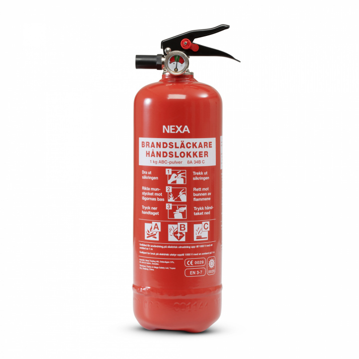 Nexa Fire & Safety Brannslukningsapparat Rød 1 kg 8A i gruppen HJEM, HUS OG HAGE / Alarm, Sikkerhet og overvåking / Brann, røyk, gass / Brannslukkningsapparat hos TP E-commerce Nordic AB (38-47078)