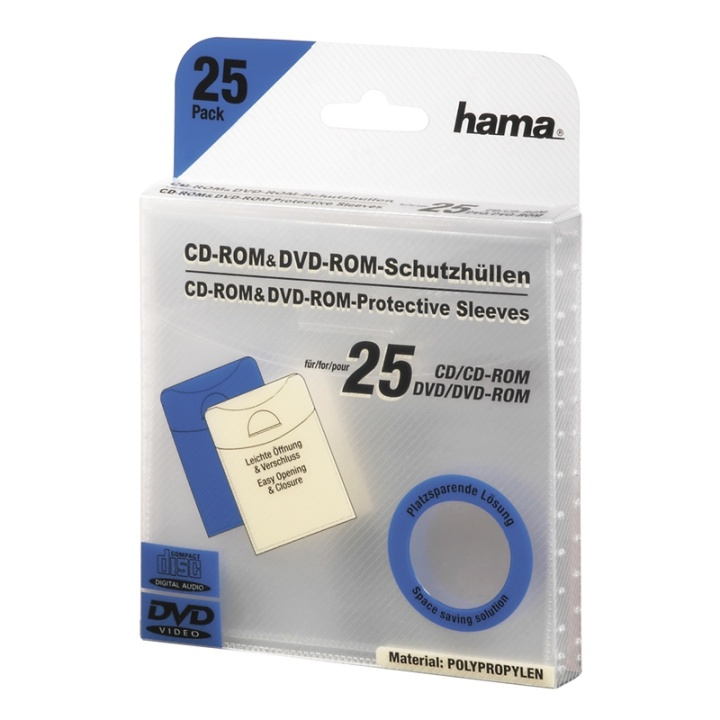 Hama CD DVD-Ficka I PP Transparent 25-Pack i gruppen Elektronikk / Lagringsmedia / CD/DVD/BD-plater / CD/DVD-oppbevaring hos TP E-commerce Nordic AB (38-47286)