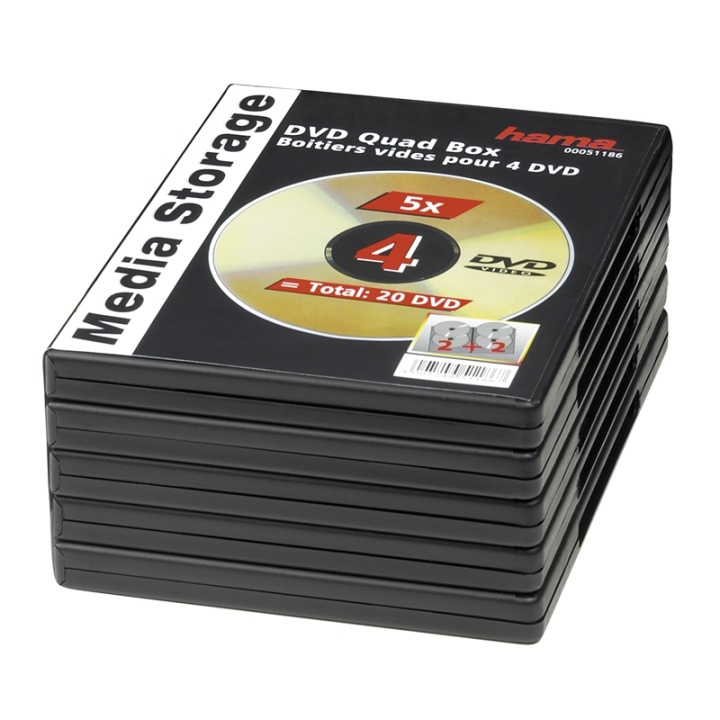 Hama DVD-Box f 4 st Skivor 5-pack i gruppen Elektronikk / Lagringsmedia / CD/DVD/BD-plater / CD/DVD-oppbevaring hos TP E-commerce Nordic AB (38-47340)