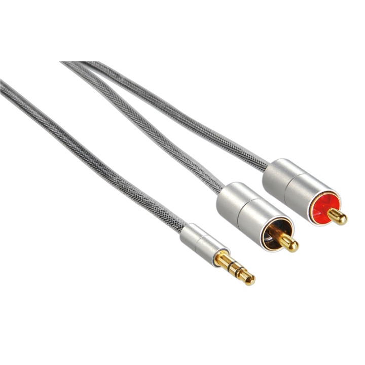 Hama AluLine 3,5mm-2xRCA 1m i gruppen Elektronikk / Kabler og adaptere / Lyd analog / 3,5 mm hos TP E-commerce Nordic AB (38-47406)