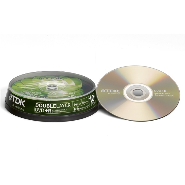 TDK DVD+R Doublelayer Cakebox 8,5 GB 10 stk i gruppen Elektronikk / Lagringsmedia / CD/DVD/BD-plater / DVD+R hos TP E-commerce Nordic AB (38-47845)