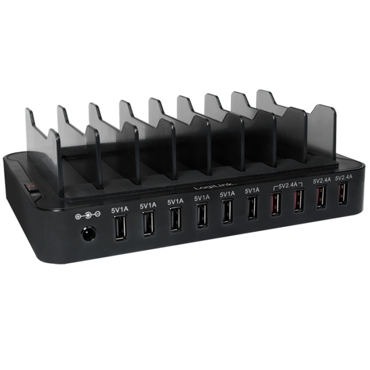 LogiLink Ladestasjon 10 x USB 66W 13,2A i gruppen Datautstyr / Datamaskin Tilbehør / USB-Hubs hos TP E-commerce Nordic AB (38-50575)