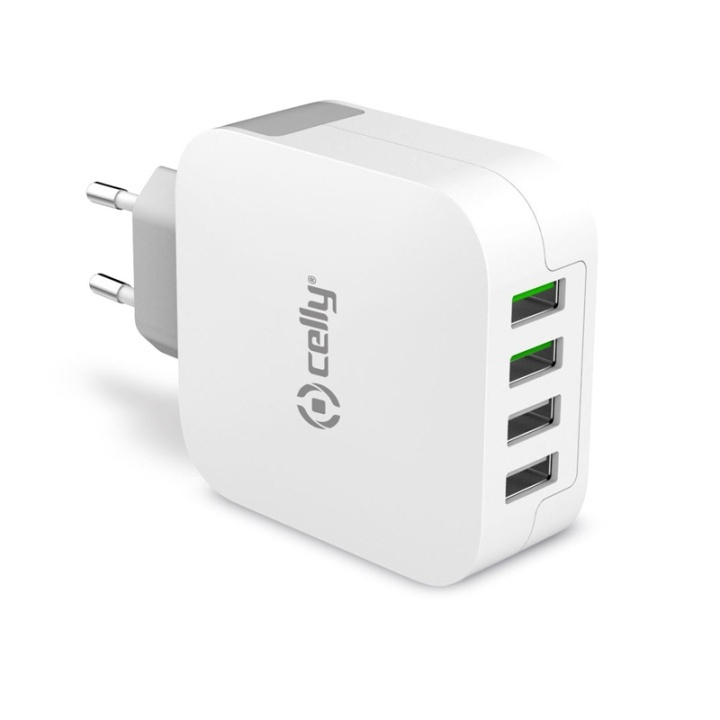 Celly USB-lader 4xUSB 4,8A (24W) i gruppen SMARTTELEFON & NETTBRETT / Ladere og Kabler / Vegglader / Vegglader USB hos TP E-commerce Nordic AB (38-50657)