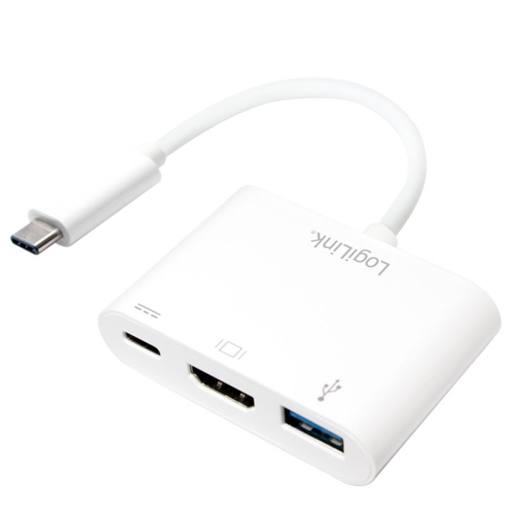 LogiLink USB-C -> HDMI + USB-C + USB i gruppen Elektronikk / Kabler og adaptere / HDMI / Adaptere hos TP E-commerce Nordic AB (38-50667)