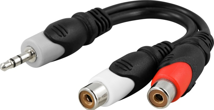 DELTACO multimedia-adapter 3,5mm output til 2xRCA input i gruppen Elektronikk / Kabler og adaptere / RCA / Adaptere hos TP E-commerce Nordic AB (38-5173)