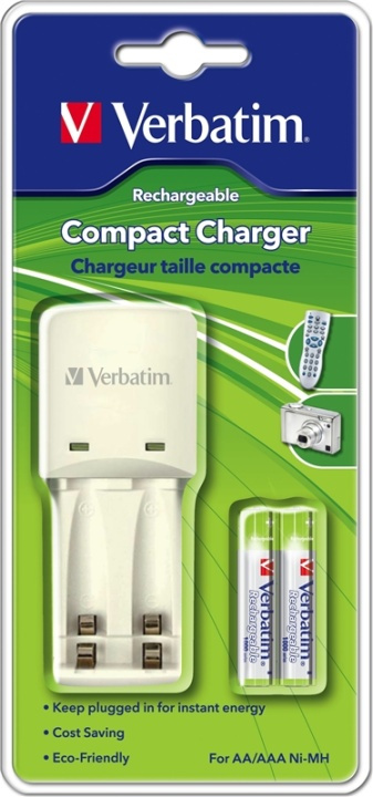 Verbatim batteriladdare för 2xAA/2xAAA-batterier, 2xAAA-batterier ing i gruppen Elektronikk / Batterier & Ladere / Batterilader hos TP E-commerce Nordic AB (38-5206)