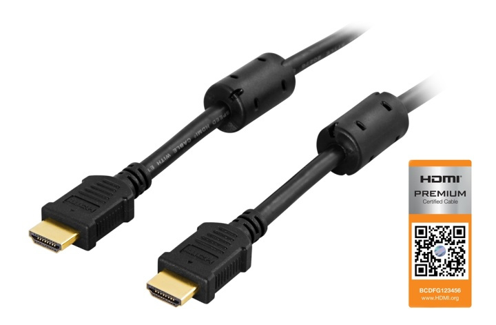 DELTACO HDMI-kabel Premium High Speed HDMI with Ethernet, 2m, svart i gruppen Elektronikk / Kabler og adaptere / HDMI / Kabler hos TP E-commerce Nordic AB (38-5264)