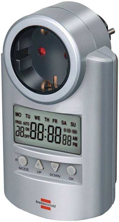 Brennenstuhl digitaltimer, jordad, 12/24h, pet, 240V/16A/3680W, silver i gruppen HJEM, HUS OG HAGE / El og belysning / Timer hos TP E-commerce Nordic AB (38-52736)