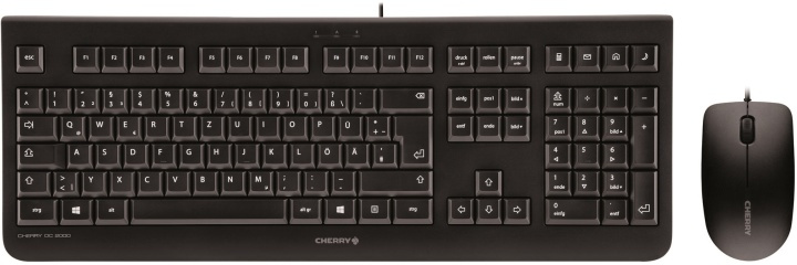 Cherry DC 2000, standardtangentbord inkl. 3-knappars mus, svart i gruppen Datautstyr / Mus & Tastatur / Tastatur / Pakke hos TP E-commerce Nordic AB (38-52834)