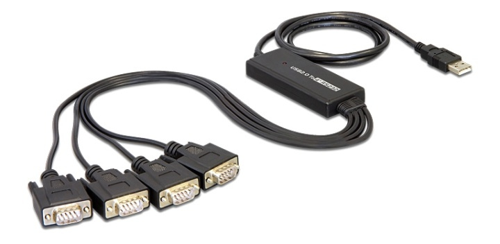 DeLOCK USB 2.0 til 4xSeriell adapter, 1xUSB Type A ha, 4xDB9 ha, svart i gruppen Datautstyr / Kabler og adaptere / Andre hos TP E-commerce Nordic AB (38-52956)