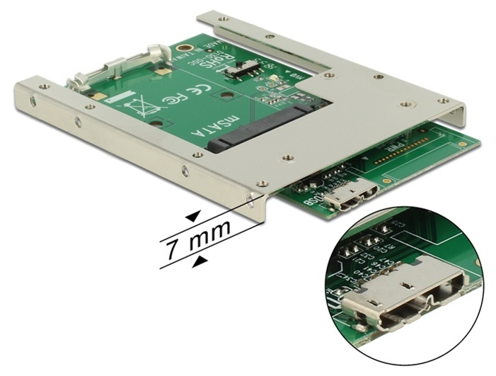 DeLOCK mSATA SSD adapter, mSATA - USB 3,0 Micro B ho, 1x2,5