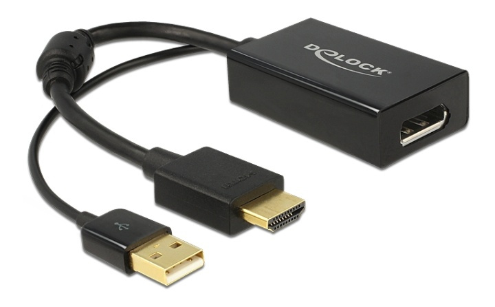 DeLOCK HDMI til Displayport adapter, 4K, HDMI ha, DP ho, svart i gruppen Datautstyr / Kabler og adaptere / DisplayPort / Adaptere hos TP E-commerce Nordic AB (38-52971)