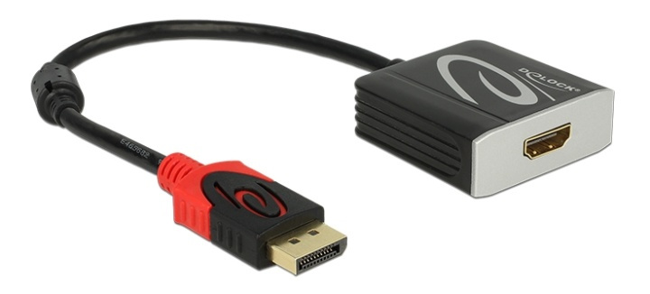 DeLOCK DisplayPort to HDMI-adapter, active, 4K in 60Hz, 0,2m, black i gruppen Datautstyr / Kabler og adaptere / DisplayPort / Adaptere hos TP E-commerce Nordic AB (38-52985)
