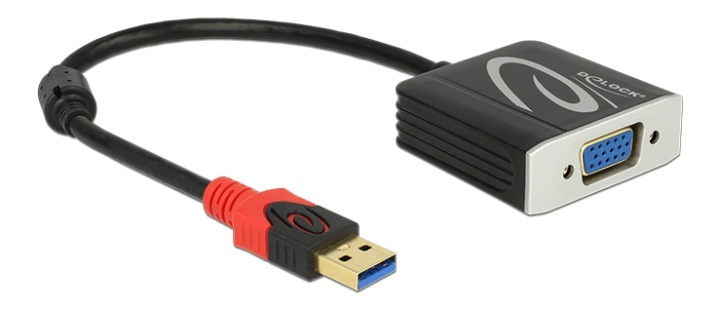 DeLOCK USB 3.0 to VGA adapter, 1920x1200, 0,2m, black i gruppen Datautstyr / Kabler og adaptere / VGA / Adaptere hos TP E-commerce Nordic AB (38-52987)