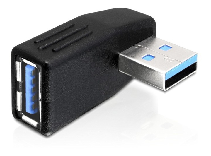 DeLOCK USB 3.0 adapter, angled 270° horizontal, male-female, black i gruppen Datautstyr / Kabler og adaptere / USB / USB-A / Adaptere hos TP E-commerce Nordic AB (38-52997)