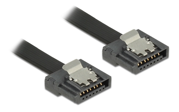 DeLOCK SATA FLEXI kabel, 6Gbps, låseklemmer, 20cm, svart i gruppen Datautstyr / Kabler og adaptere / Intern / SATA hos TP E-commerce Nordic AB (38-53058)