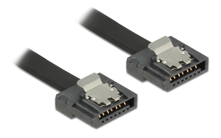 DeLOCK SATA FLEXI kabel, 6Gbps, låseklemmer, 1m, svart i gruppen Datautstyr / Kabler og adaptere / Intern / SATA hos TP E-commerce Nordic AB (38-53060)