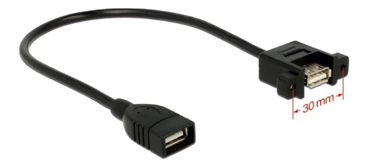 DeLOCK USB 2.0 kabel for panelmont., 2xUSB type A Ho, 0,25m, svart i gruppen Datautstyr / Kabler og adaptere / USB / USB-A / Kabler hos TP E-commerce Nordic AB (38-53076)