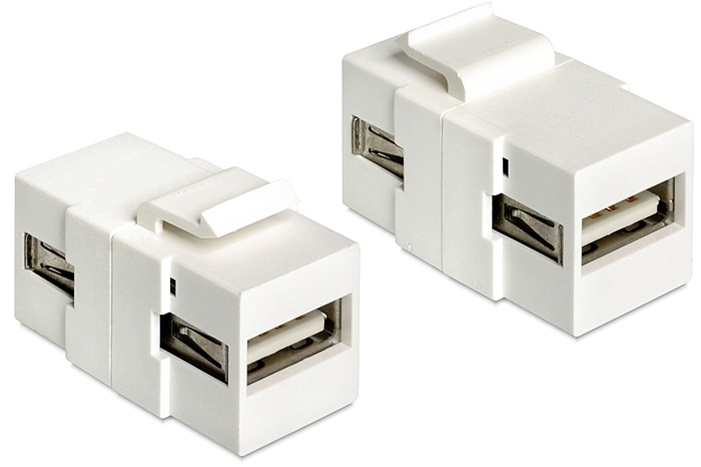 DeLOCK Keystone modul, USB 2.o Typ A ho - USB Typ A ho, vit i gruppen Datautstyr / Kabler og adaptere / Nettverk / Adaptere og koblinger hos TP E-commerce Nordic AB (38-53090)