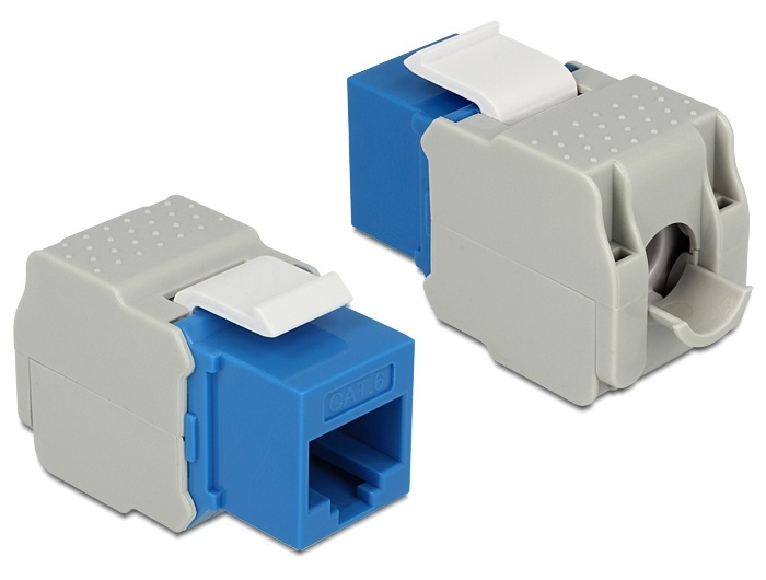 DeLOCK UTP Cat6 Keystone modul, RJ45 ho - LSA Cat6, Tool-free blå/gr� i gruppen Datautstyr / Kabler og adaptere / Nettverk / Adaptere og koblinger hos TP E-commerce Nordic AB (38-53094)