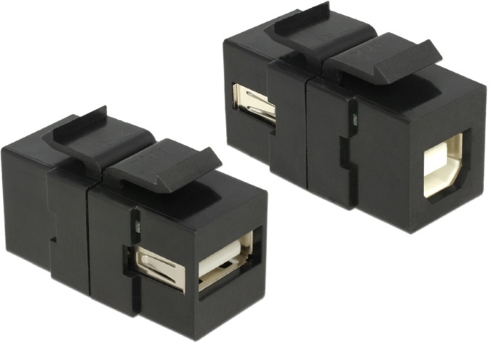DeLOCK Keystone modul, USB 2.0 Typ A ho - USB 2.0 Typ B ho, svart i gruppen Datautstyr / Kabler og adaptere / Nettverk / Adaptere og koblinger hos TP E-commerce Nordic AB (38-53100)