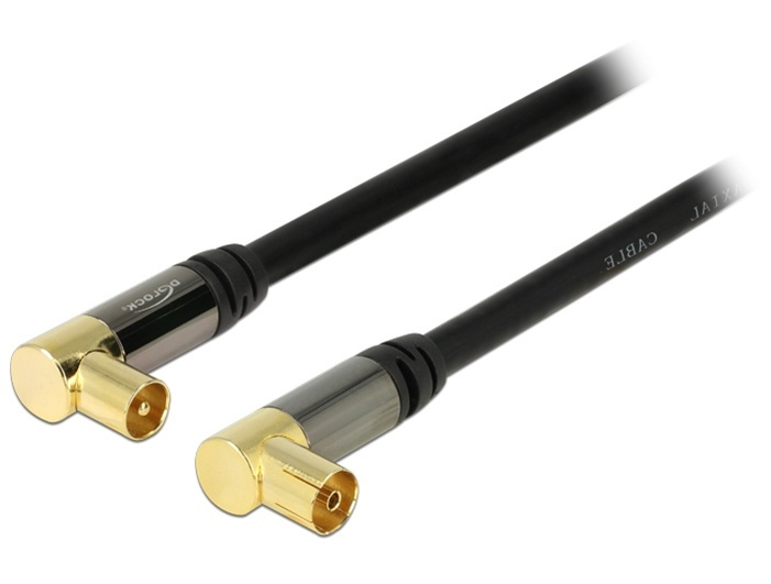 DeLOCK antennekabel, 75 Ohm, gullbelagte vinklede kontakter, 1 m, hvit i gruppen Elektronikk / Kabler og adaptere / Antennekabler og tilbehør / Antennekabler hos TP E-commerce Nordic AB (38-53113)