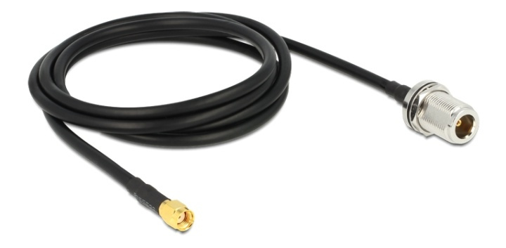 DeLOCK antenna cable, N jack - RP SMA plug , 50Ohm, 1,5m, black i gruppen Datautstyr / Kabler og adaptere / Nettverk / RP-SMA hos TP E-commerce Nordic AB (38-53114)