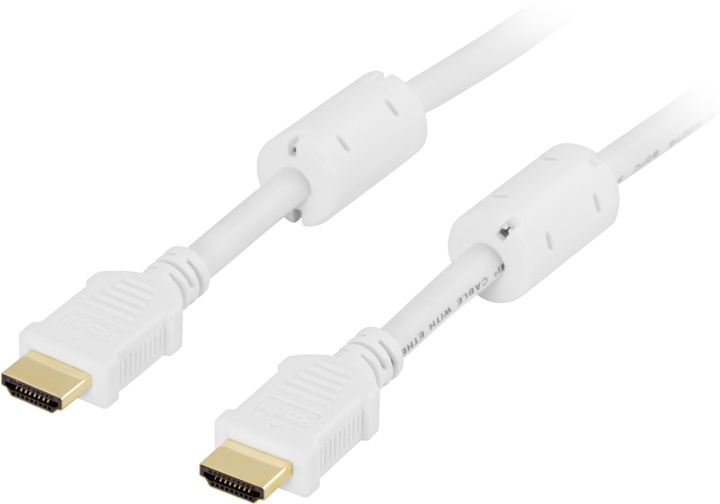 DELTACO HDMI-kabel, v1.4+Ethernet, 19-pin ha-ha, 1080p, vit, 5m i gruppen Elektronikk / Kabler og adaptere / HDMI / Kabler hos TP E-commerce Nordic AB (38-5315)